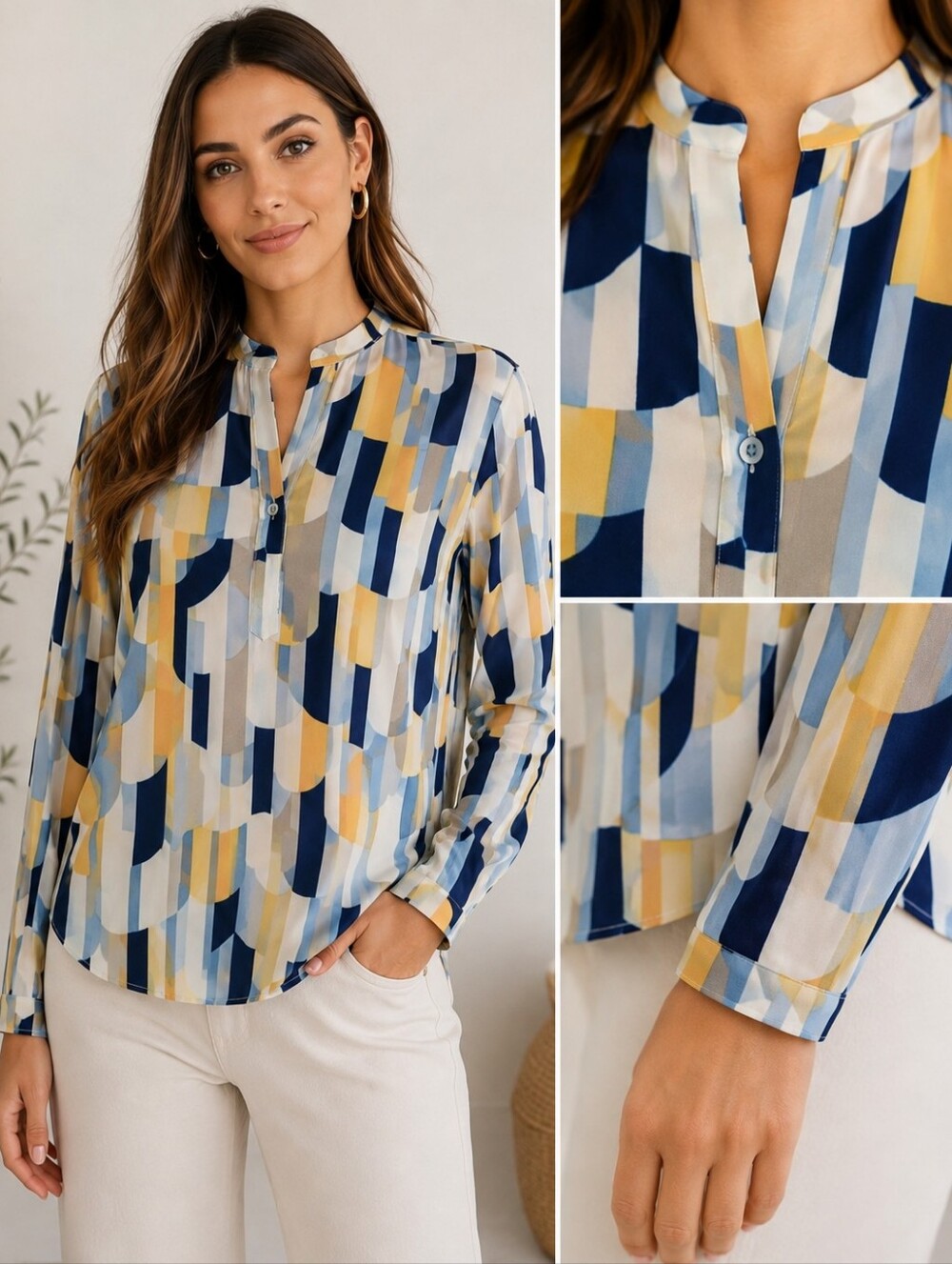 💙💛 River Island Geometric Print Blouse. Size S